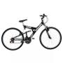 Imagem de Bicicleta full suspension kanguru aro 26 v-brake 18v preta polimet - cd