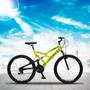 Imagem de Bicicleta GPS Aro 26 Aço 21 Marchas Dupla Suspensão Freio V-Brake Amarelo Neon - Colli Bike
