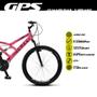 Imagem de Bicicleta GPS Aro 26 Aço 21 Marchas Dupla Suspensão Freio V-Brake Rosa Neon - Colli Bike