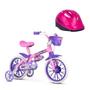 Imagem de Bicicleta Infantil Aro 12 Cat com Capacete Rosa - Nathor