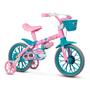 Imagem de Bicicleta Infantil Aro 12 Com Rodinhas De Treinamento Nathor Bike Criança Menina Charm Com Garrafinha