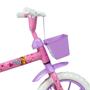 Imagem de Bicicleta Infantil Aro 12 Paty Rosa Menina Cestinha e Rodinhas De Treinamento Verden