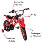 Imagem de Bicicleta Infantil Aro 16" Vermelha Unitoys Bike Estilo Motocross Com Rodinhas De Treinamento Crianças Até 50Kg