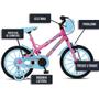 Imagem de Bicicleta Infantil Aurora Fest Colli Aro 16 Com Freios V-Brake Rodas de Apoio e Cestinha