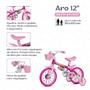 Imagem de Bicicleta Infantil Bike 3 a 5 Anos  Com Roda Treinamento Flower Aro 12 Nathor 