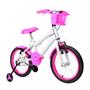 Imagem de Bicicleta Infantil Feminina Aro 16 Alumínio Colorido + Kit Passeio e Cadeirinha