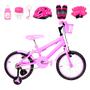 Imagem de Bicicleta Infantil Feminina Aro 16 Roda Alumínio Colorido + Kit Proteção