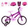 Imagem de Bicicleta Infantil Feminina Aro 16 Roda Alumínio Colorido + Kit Proteção