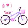 Imagem de Bicicleta Infantil Feminina Aro 20 Alumínio Colorido + Kit Passeio e Cadeirinha