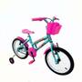 Imagem de Bicicleta Infantil Menina Aro 16 Com Rodinhas Cestinha Super Resistente