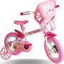 Imagem de Bicicleta Infantil Menina Rosa Com Cestinha Aro 12 De 3 A 5 Anos Feminina