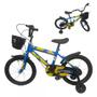 Imagem de Bicicleta Infantil Menino Aro 12 Azul Com Rodinhas Suporta Até 50Kg
