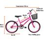 Imagem de Bicicleta Infantil Passeio Aro 20 Cesta Feminina Rosa Neon