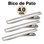 Imagem de Bico de Pato Presilha Jacaré Prata-Níquel - BASE RETA - Pct:50pc - Tam. 4,0cm