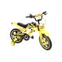 Imagem de Bike Moto Cross Amarela Uni Toys Freios V-Brake Com Rodinhas Bmx
