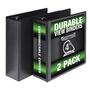 Imagem de Binder Samsill Durable de 4 polegadas com anel D de bloqueio preto, pacote com 2