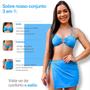 Imagem de Biquini Com Saia Curta Conjunto 3 em 1 Asa Delta Cintura Alta Argola Embutida Trikini Comportado Tule Pareô Elegante Adolescente