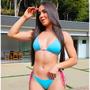 Imagem de Biquíni Dupla Face Feminino Acinturado Empina Bumbum Fio Dental Cavado Sutiã Com Bojo Moda Praia Uv