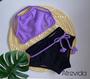 Imagem de biquini infantil cropped  lilas e cacinha com cinto preta UV 2024