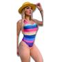 Imagem de Biquini maio feminino praia bojo branco body arco iris gold