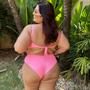 Imagem de Biquíni Moda Praia Plus Size Hot Pants Meia Taça Retrô Canelado Blogueiras