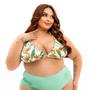 Imagem de Biquíni Plus Size Estampado Paraíso Tropical Top Cortinão e Calcinha Intermediária Drapeada