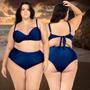 Imagem de Biquini Plus Size Feminino Com Bojo Cintura Alta Laço Verao