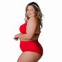 Imagem de Biquini Plus Size Hot Pants Cintura Alta Bojo Fixo Meia Taca Vermelho