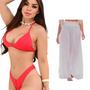 Imagem de Biquini + Saída De Praia Calça Tule Moda Praia Kit Conjunto