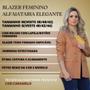 Imagem de Blazer Alfaiataria Feminino Moderno Forrado Social Elegante Trabalho Moda Com bolsos e botões