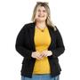 Imagem de Blazer Canelado Feminino Com Abertura Frontal Sem Ziper e Bolsos Falsos Plus Size10425A