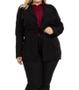 Imagem de Blazer Feminino Longo Plus Size com Cinto e com Elastano