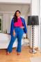 Imagem de Blazer Liso Social Feminino Plus Size Com Pedrarias G G1 G2