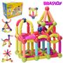Imagem de Bloco Magnético de Montar Infantil 64 ou 120 Peças Brinquedo Educativo Criativo Peças Grandes de Encaixe Imã Coloridas Grandes