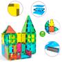 Imagem de Bloco Magnético Infantil 65 ou 130 Peças Coloridas Brinquedo Educativo Criativo com Bolsa de Armazenamento