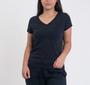 Imagem de Blusa baby look feminina básica algodão manga curta gola em V casual