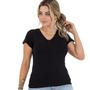 Imagem de Blusa Baby Look Feminina Básica Gola V Moda Primavera Verão 3004A