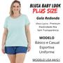 Imagem de Blusa Baby Look Feminina Gola Redonda Plus Size T-shirt Lisa Básica 3013.C1