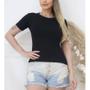 Imagem de Blusa básica gola rasa manga curta baby look feminina tendência