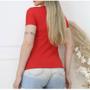 Imagem de Blusa básica gola rasa manga curta baby look novidade feminina