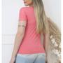 Imagem de Blusa blusinha básica gola rasa manga curta baby look feminina