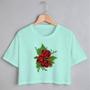 Imagem de Blusa Blusinha Camiseta Cropeed TShirt Feminina Algodão Tecido Premium Estampa Digital Flor Rosas