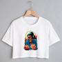 Imagem de Blusa Blusinha Camiseta Cropped TShirt Feminina Algodão Tecido Premium Estampa Digital Caveira Cartas