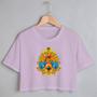 Imagem de Blusa Blusinha Camiseta Cropped TShirt Feminina Algodão Tecido Premium Estampa Digital Dagger Eye Caveiras