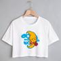 Imagem de Blusa Blusinha Camiseta Cropped TShirt Feminina Algodão Tecido Premium Estampa Digital Meia Lua Amarelo Rosa na Boca