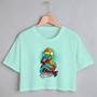 Imagem de Blusa Blusinha Camiseta Cropped TShirt Feminina Algodão Tecido Premium Estampa Digital Mulher Azul Formosa