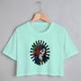 Imagem de Blusa Blusinha Camiseta Cropped TShirt Feminina Algodão Tecido Premium Estampa Digital Mulher Máscarada La Catrina