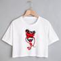 Imagem de Blusa Blusinha Camiseta Cropped TShirt Feminina Algodão Tecido Premium Estampa Digital Samurai Vermelho