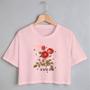 Imagem de Blusa Blusinha Camiseta Cropped TShirt Feminina Algodão Tecido Premium Estampa Flores Rosas Vermelhas