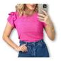 Imagem de Blusa blusinha laise gola rasa manga dois babados feminino